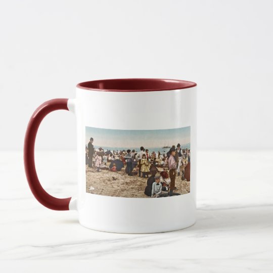 Beach At Coney Island, New York 1902 Vintage Mug