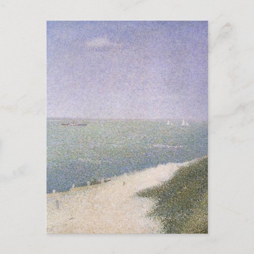 Beach at Honfleur by Georges Seurat Vintage Art Postcard