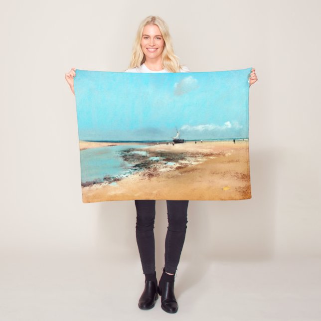 Beach at Low Tide(Mouth of the River), Edgar Degas Fleece Blanket (In Situ)