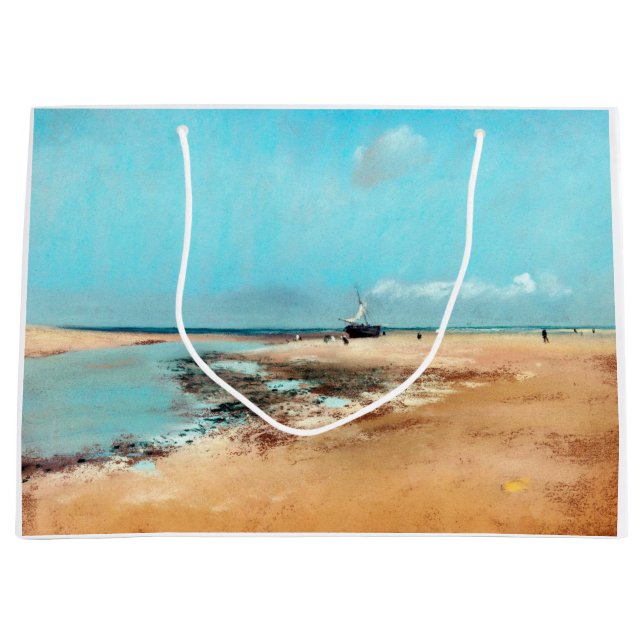 Beach at Low Tide(Mouth of the River), Edgar Degas Large Gift Bag (Front)