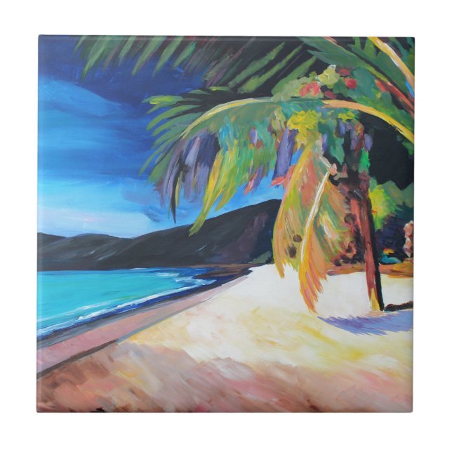 Beach at Magen's Bay St Thomas US Virgin Islands Ceramic Tile (Front)