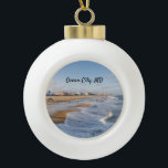 Beach at Ocean City, Maryland Ceramic Ball Christmas Ornament<br><div class="desc">Tide rolling onto the beach at Ocean City,  Maryland in autumn</div>