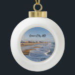 Beach at Ocean City, Maryland Ceramic Ball Christmas Ornament<br><div class="desc">Tide rolling onto the beach at Ocean City,  Maryland in autumn</div>