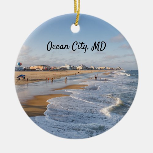 Beach at Ocean City Maryland Ceramic Ornament