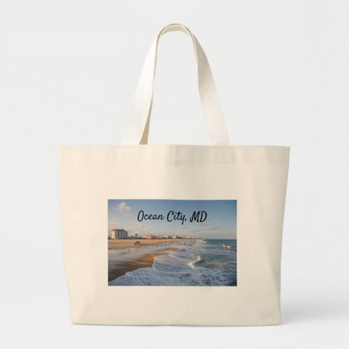 Beach at Ocean City Maryland Large Tote Bag