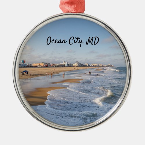 Beach at Ocean City Maryland Metal Ornament