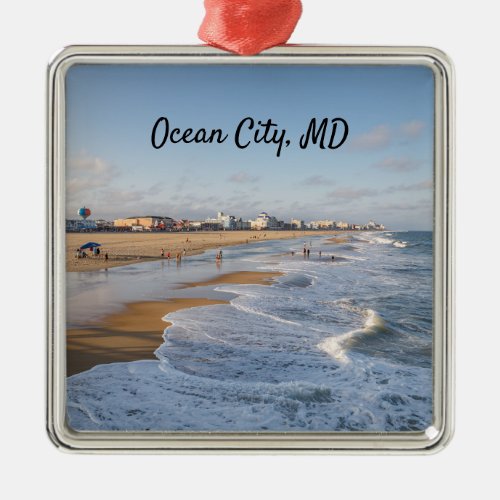 Beach at Ocean City Maryland Metal Ornament