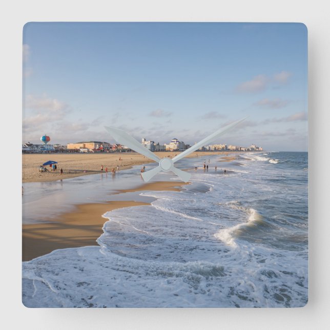 Beach at Ocean City, Maryland Square Wall Clock (Front)