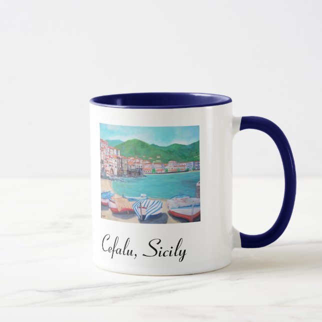 Beach at Old port and Porta Pescara in Cefalu Mug (Right)