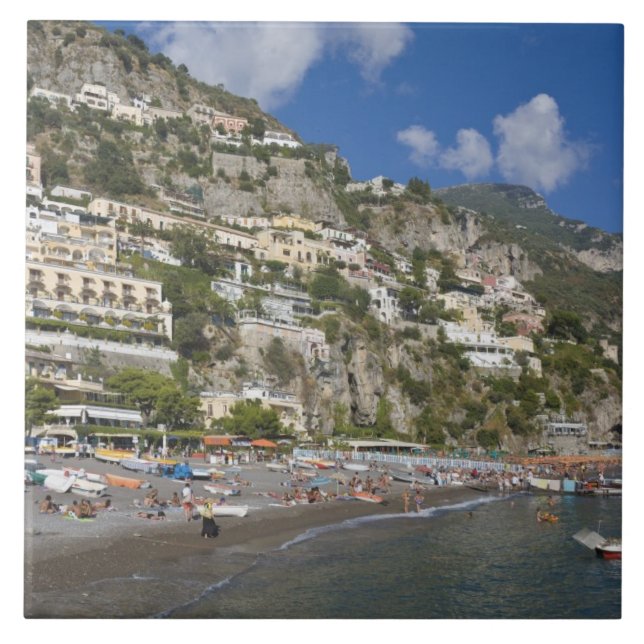 Beach at Positano, Campania, Italy Tile (Front)
