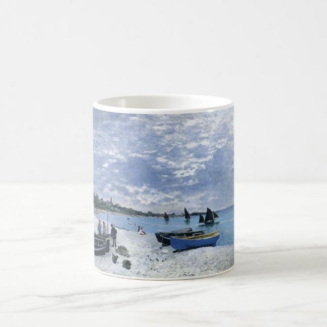 Beach at Sainte -Adresse ,Monet Coffee Mug (Center)