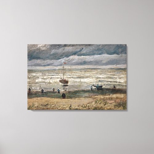 Beach at Scheveningen in Stormy Weather Canvas Print