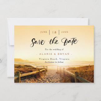 Beach at Sunset Save the Date Card