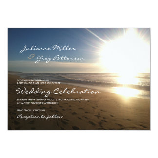 Beach at sunset - wedding invitation