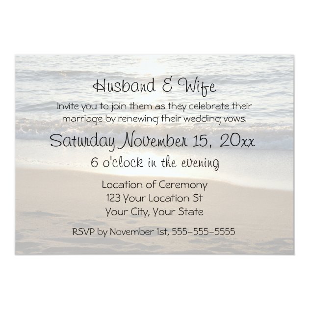 Beach At Sunset Wedding Vow Renewal Invitations