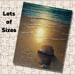 Beach at Sunset with Shells  Jigsaw Puzzle<br><div class="desc">Beach at Sunset with Shells - see this design on other products in my store</div>