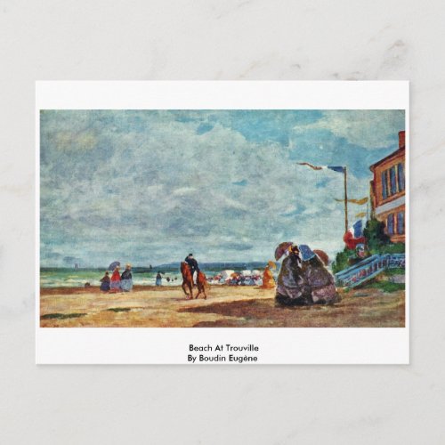 Beach At Trouville By Boudin Eugne Postcard