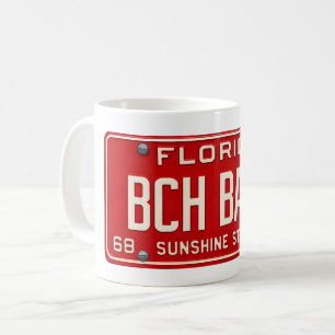 Beach Babe 1969   Retro Red Florida License Plate Coffee Mug