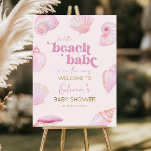 Beach Babe Baby Shower Welcome Sign, Editable Pink Foam Board