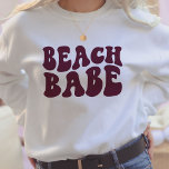 Beach Babe Burgundy Matching Bachelorette Party Sweatshirt<br><div class="desc">Looking for the perfect bachelorette party gift? Look no further than this personalized beach bash bachelorette party crewneck sweatshirt! This sweatshirt is a great way to show your friends and family that you are celebrating with them during your special day. It features a retro bachelorette party design and the back...</div>