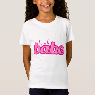 beach babe cute denim hot pink girls t-shirt