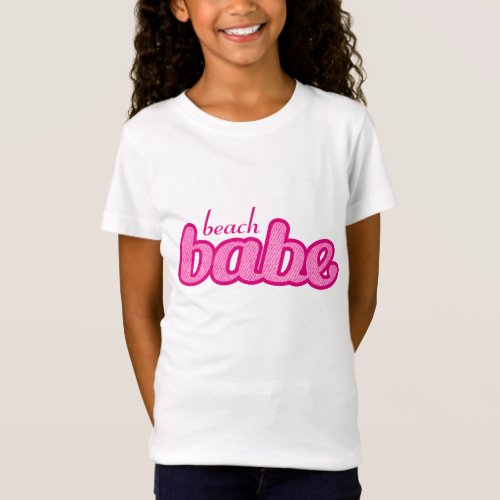 beach babe cute denim hot pink girls t_shirt