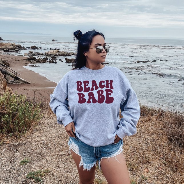 Beach Babe Dark Red Matching Bachelorette Party Sweatshirt (Creator Uploaded)