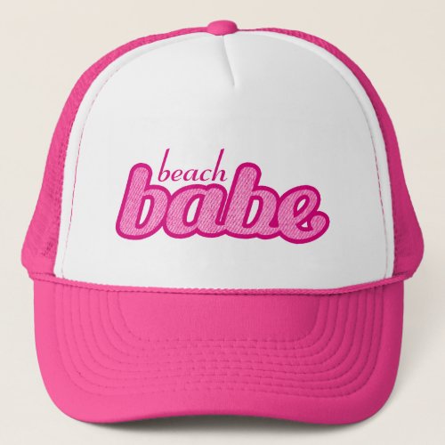 beach babe denim hot pink and white hat