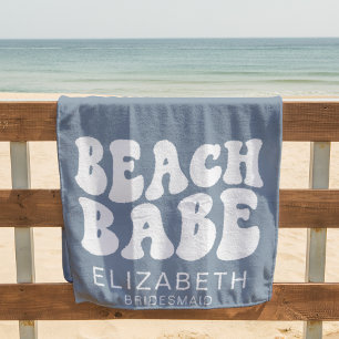 Beach Babe Dusty Blue Cool Bachelorette Party Towel