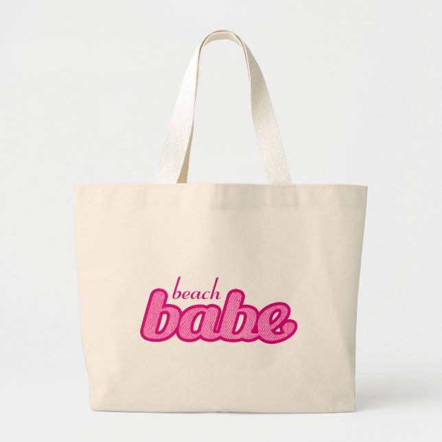 "beach babe" hot pink graphic tote bag (Front)