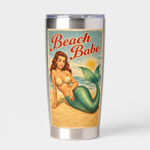 Beach Babe Pin-Up Mermaid - Retro Coastal Life Cup Insulated Tumbler
