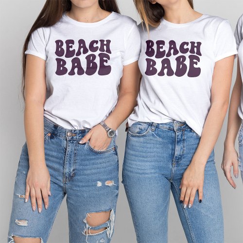 Beach Babe Purple Matching Bachelorette Party T_Shirt