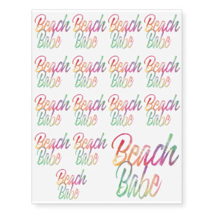 BEACH BABE RAINBOW SCRIPT TEMPORARY TATTOOS