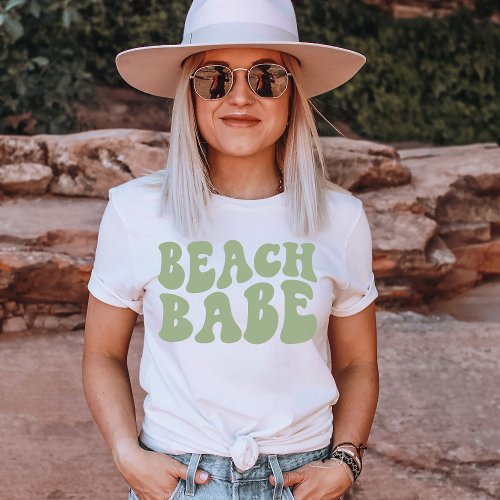 Beach Babe Sage Green Matching Bachelorette Party T_Shirt