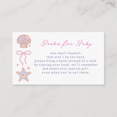 Beach Babe Summer Girl Baby Shower Books for Baby Enclosure Card