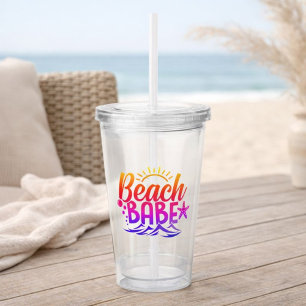 Beach Babe Summer Vacation Acrylic Tumbler
