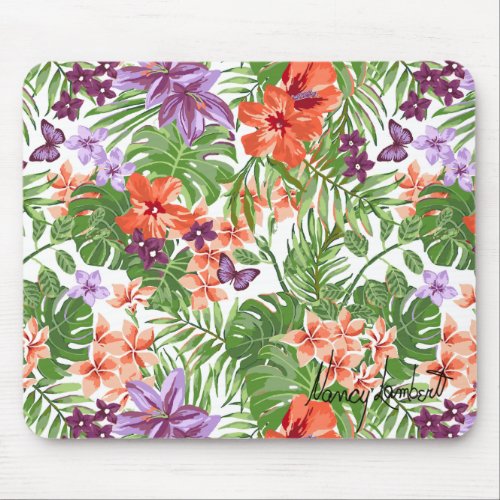 Beach Babe Tropical Flowers Mouse Pad