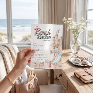 Beach Babe Watercolor Baby Shower Invitation