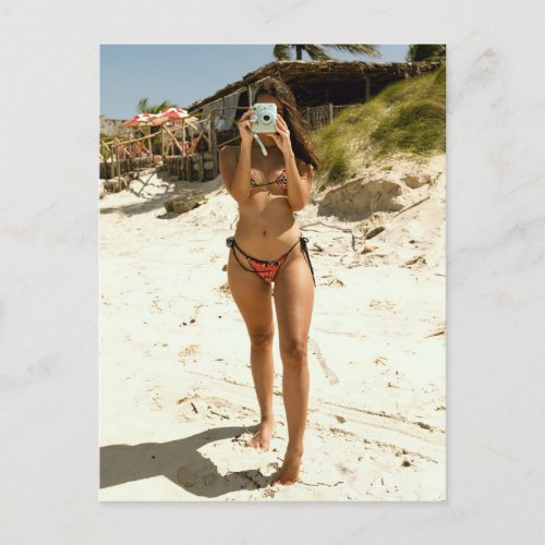 Beach babe with Camera Postcard