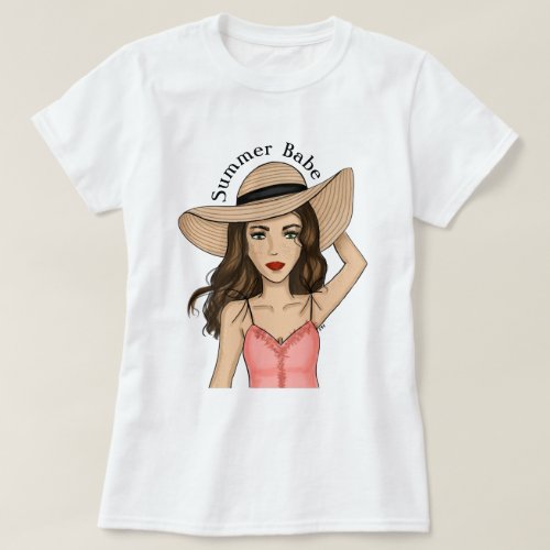 Beach Babe Woman Fashion Illustration Shirt