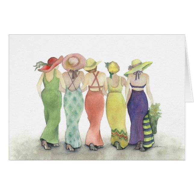 Beach Babes Dancing in the Rain card (Front Horizontal)