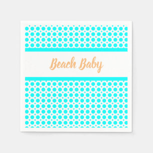Beach Baby Aqua White Orange Party Collection Napkins