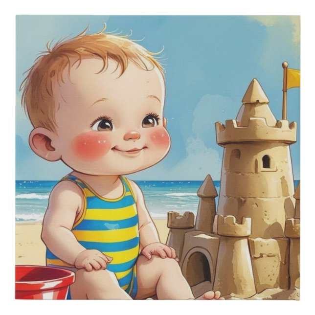 Beach Baby Faux Canvas Print (Front)