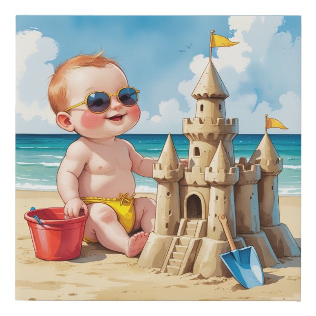Beach Baby Faux Canvas Print (Front)
