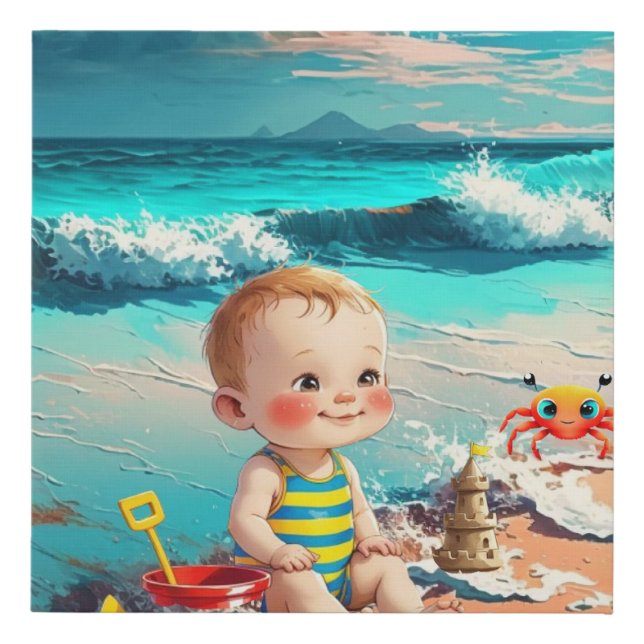 Beach Baby Faux Canvas Print (Front)