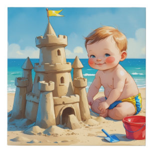 Beach Baby Faux Canvas Print