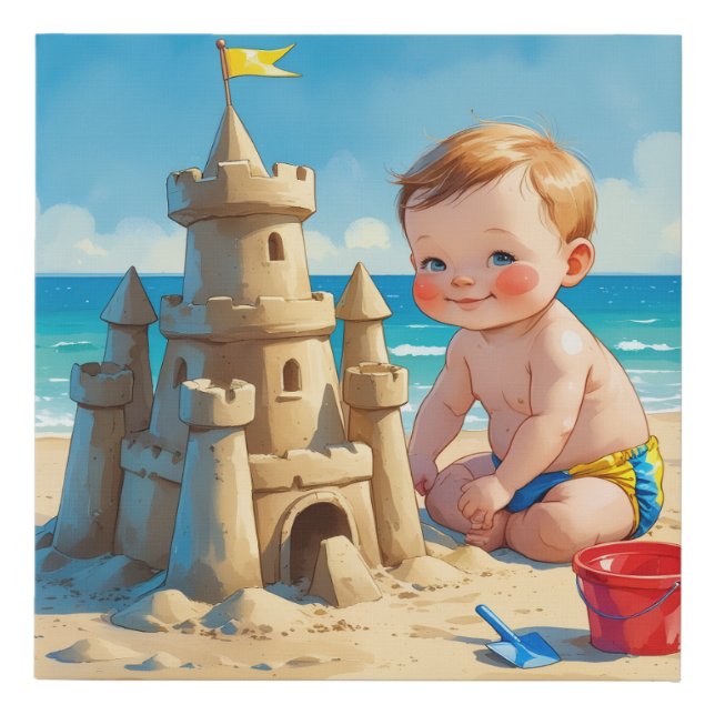 Beach Baby Faux Canvas Print (Front)