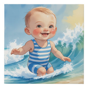 Beach Baby Faux Canvas Print