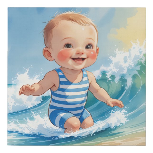 Beach Baby Faux Canvas Print (Front)