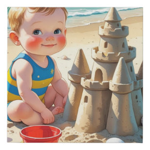 Beach Baby Faux Canvas Print